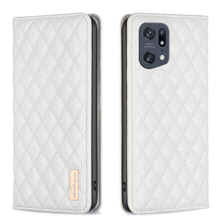 Custodia a conchiglia magnetica in pelle Diamond Lattice per OPPO A94 5G e altri