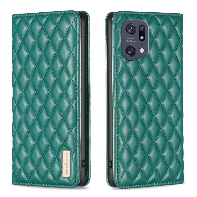 Custodia a conchiglia magnetica in pelle Diamond Lattice per OPPO A94 5G e altri
