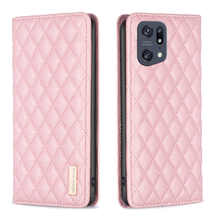 Custodia a conchiglia magnetica in pelle Diamond Lattice per OPPO A94 5G e altri