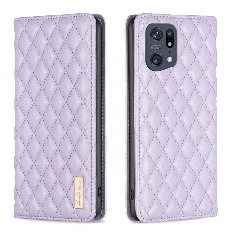 Custodia a conchiglia magnetica in pelle Diamond Lattice per OPPO A94 5G e altri