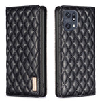 Custodia a conchiglia magnetica in pelle Diamond Lattice per OPPO A94 5G e altri
