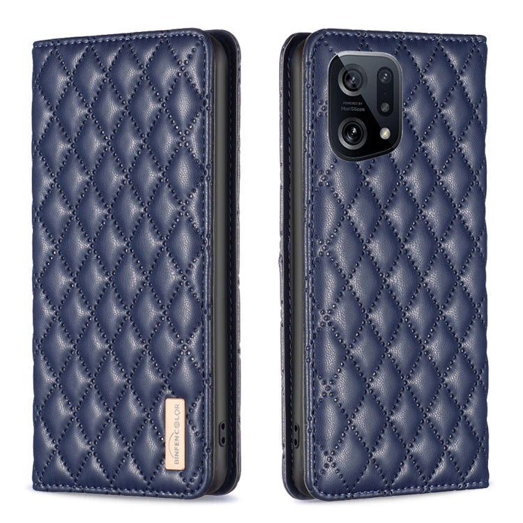 Custodia a conchiglia magnetica in pelle Diamond Lattice per OPPO A94 5G e altri