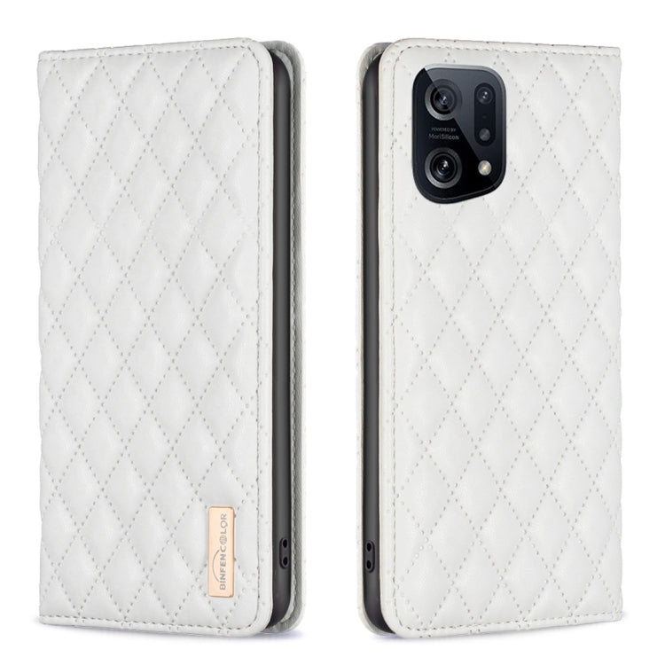 Custodia a conchiglia magnetica in pelle Diamond Lattice per OPPO A94 5G e altri