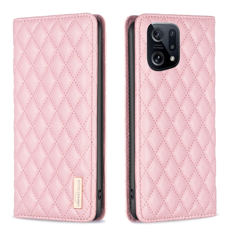 Custodia a conchiglia magnetica in pelle Diamond Lattice per OPPO A94 5G e altri