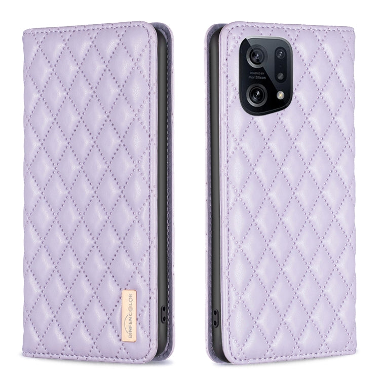 Custodia a conchiglia magnetica in pelle Diamond Lattice per OPPO A94 5G e altri