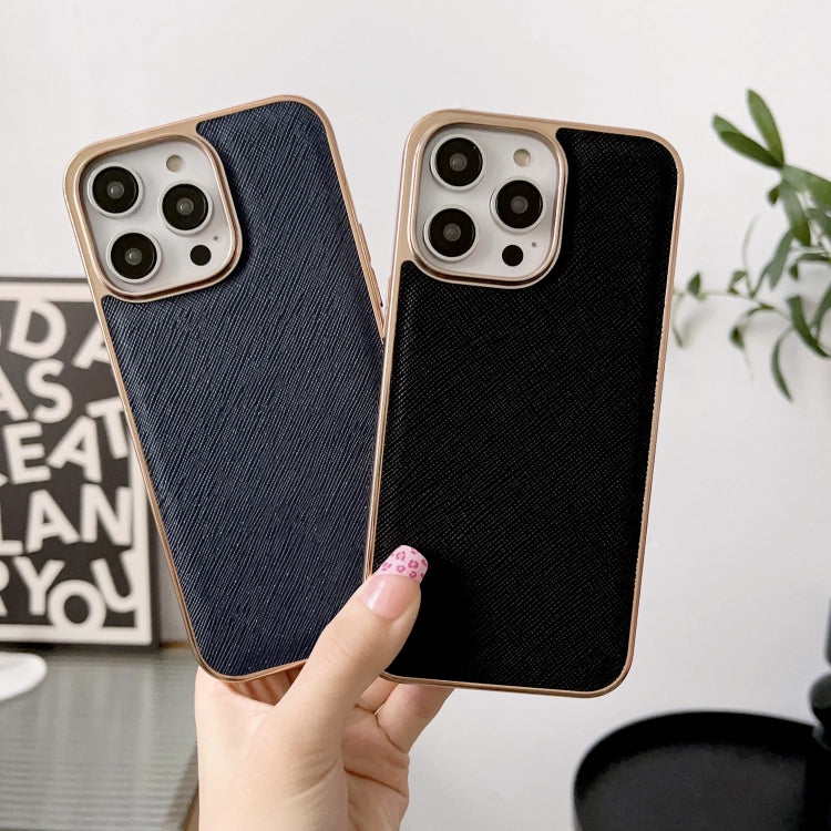 Custodia in pelle con trama incrociata per iPhone 14 Pro Max