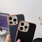 Custodia in pelle con trama incrociata per iPhone 14 Pro Max