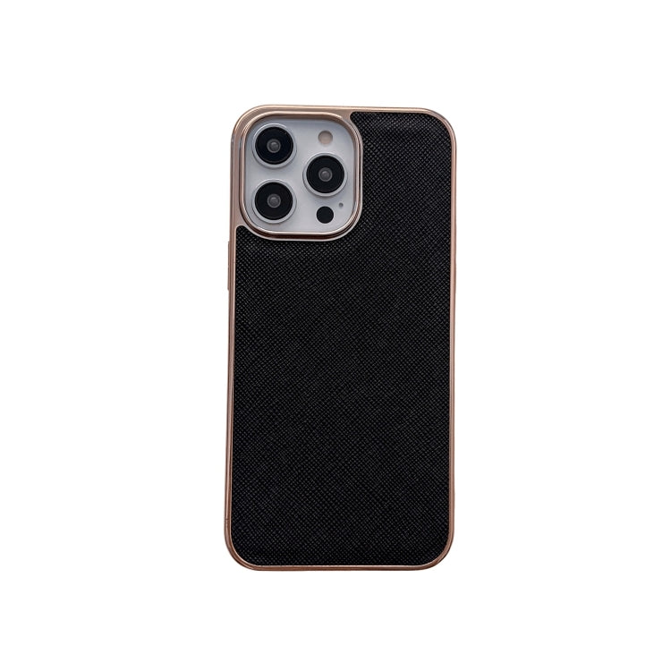 Custodia in pelle con trama incrociata per iPhone 14 Pro Max