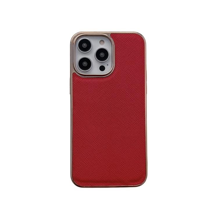 Custodia in pelle con trama incrociata per iPhone 14 Pro Max