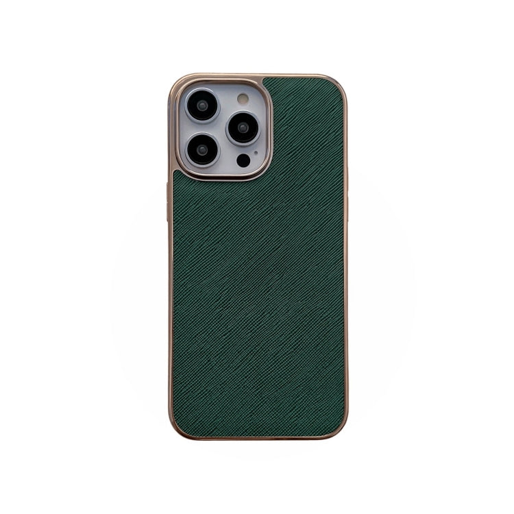Custodia in pelle con trama incrociata per iPhone 14 Pro Max