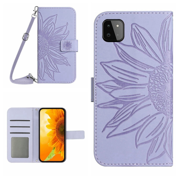 Skin Feel Custodia per cellulare in pelle con motivo a fiori di sole, For Samsung Galaxy A22 5G, For Samsung Galaxy A23