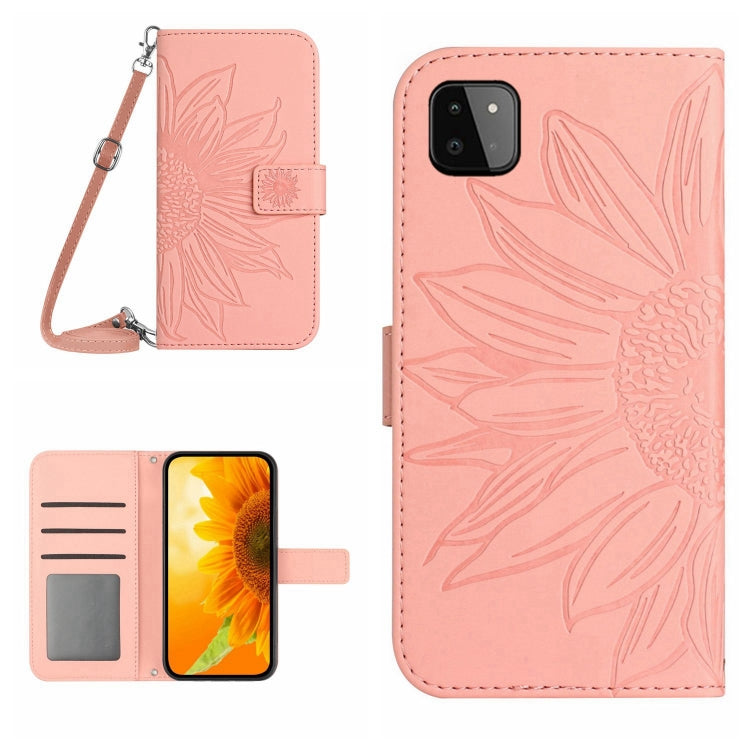 Skin Feel Custodia per cellulare in pelle con motivo a fiori di sole, For Samsung Galaxy A22 5G, For Samsung Galaxy A23
