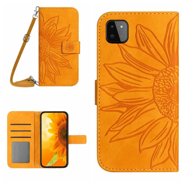 Skin Feel Custodia per cellulare in pelle con motivo a fiori di sole, For Samsung Galaxy A22 5G, For Samsung Galaxy A23