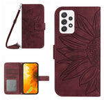 Skin Feel Custodia per cellulare in pelle con motivo a fiori di sole, For Samsung Galaxy A22 5G, For Samsung Galaxy A23