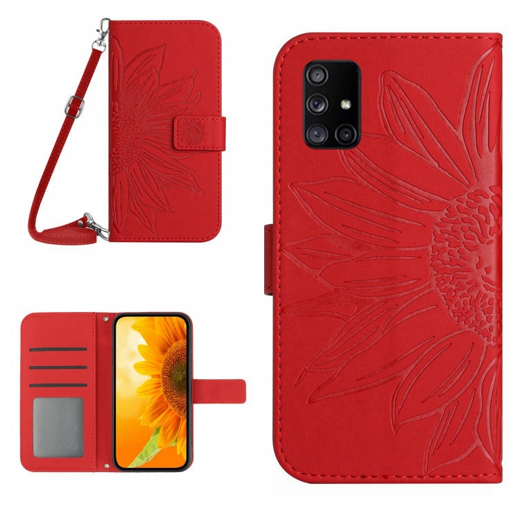 Skin Feel Custodia per cellulare in pelle con motivo a fiori di sole, For Samsung Galaxy A51/M40S, For Samsung Galaxy A52/A52S