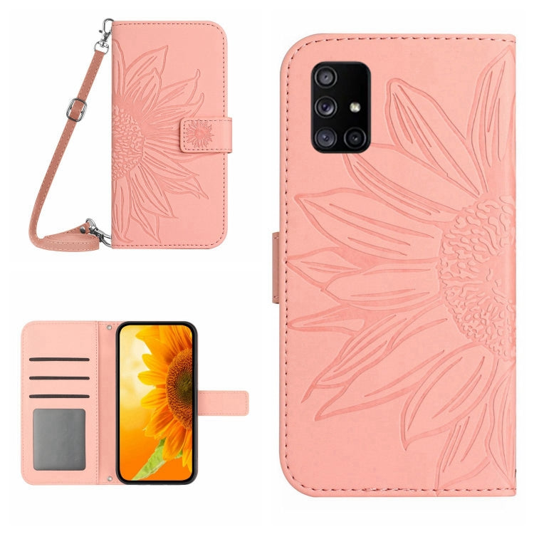 Skin Feel Custodia per cellulare in pelle con motivo a fiori di sole, For Samsung Galaxy A51/M40S, For Samsung Galaxy A52/A52S