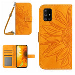 Skin Feel Custodia per cellulare in pelle con motivo a fiori di sole, For Samsung Galaxy A51/M40S, For Samsung Galaxy A52/A52S
