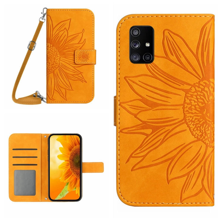 Skin Feel Custodia per cellulare in pelle con motivo a fiori di sole, For Samsung Galaxy A51/M40S, For Samsung Galaxy A52/A52S