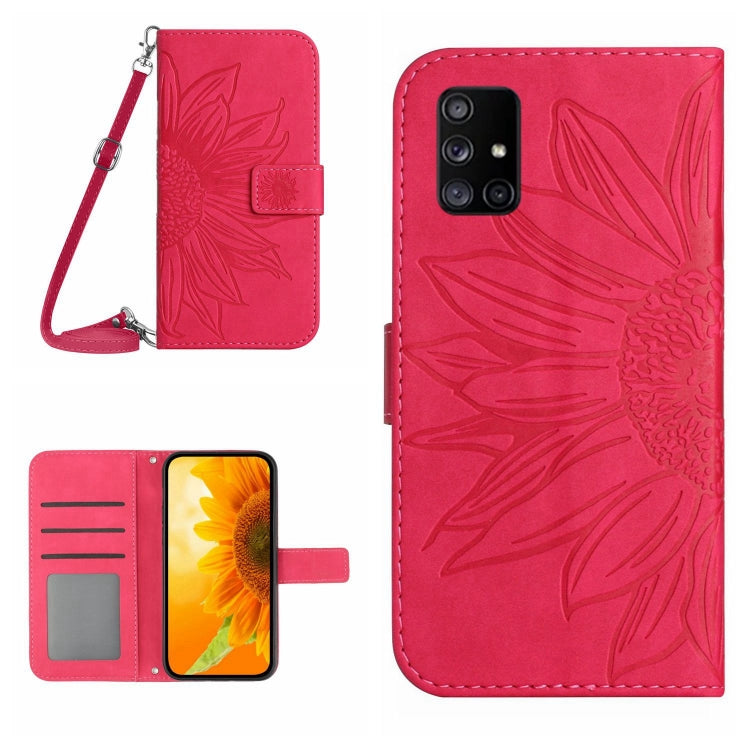 Skin Feel Custodia per cellulare in pelle con motivo a fiori di sole, For Samsung Galaxy A51/M40S, For Samsung Galaxy A52/A52S