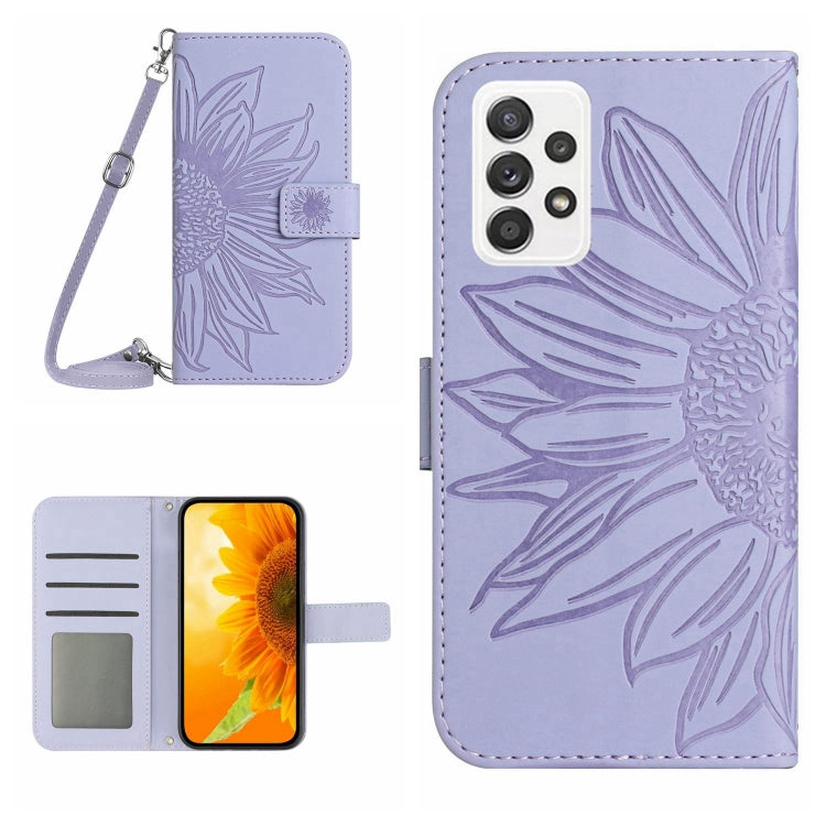 Skin Feel Custodia per cellulare in pelle con motivo a fiori di sole, For Samsung Galaxy A51/M40S, For Samsung Galaxy A52/A52S