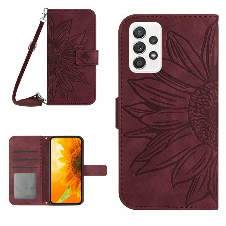 Skin Feel Custodia per cellulare in pelle con motivo a fiori di sole, For Samsung Galaxy A51/M40S, For Samsung Galaxy A52/A52S