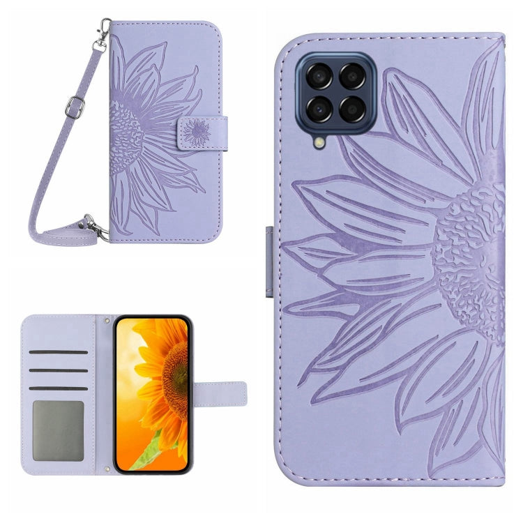 Skin Feel Custodia per cellulare in pelle con motivo a fiori di sole, For Samsung Galaxy M52 5G, For Samsung Galaxy M53 5G