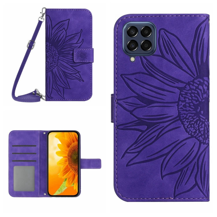 Skin Feel Custodia per cellulare in pelle con motivo a fiori di sole, For Samsung Galaxy M52 5G, For Samsung Galaxy M53 5G