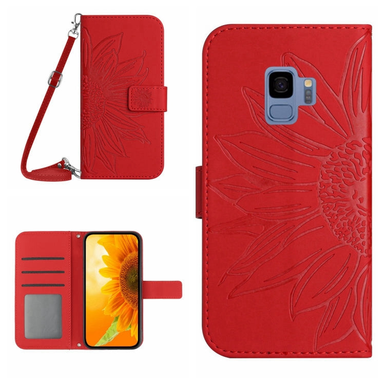 Skin Feel Custodia per cellulare in pelle con motivo a fiori di sole, For Samsung Galaxy S9, For Samsung Galaxy S9+