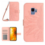 Skin Feel Custodia per cellulare in pelle con motivo a fiori di sole, For Samsung Galaxy S9, For Samsung Galaxy S9+
