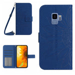 Skin Feel Custodia per cellulare in pelle con motivo a fiori di sole, For Samsung Galaxy S9, For Samsung Galaxy S9+