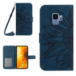 Skin Feel Custodia per cellulare in pelle con motivo a fiori di sole, For Samsung Galaxy S9, For Samsung Galaxy S9+