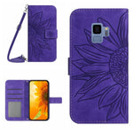 Skin Feel Custodia per cellulare in pelle con motivo a fiori di sole, For Samsung Galaxy S9, For Samsung Galaxy S9+