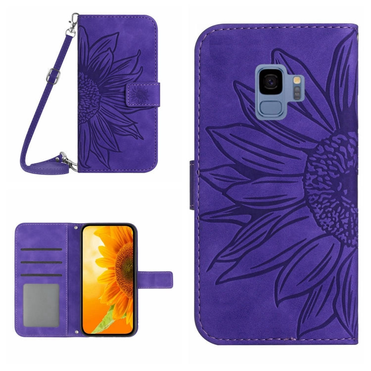 Skin Feel Custodia per cellulare in pelle con motivo a fiori di sole, For Samsung Galaxy S9, For Samsung Galaxy S9+