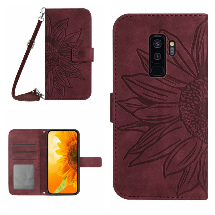 Skin Feel Custodia per cellulare in pelle con motivo a fiori di sole, For Samsung Galaxy S9, For Samsung Galaxy S9+