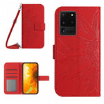 Skin Feel Custodia per cellulare in pelle con motivo a fiori di sole, For Samsung Galaxy S20 Ultra, For Samsung Galaxy S21 5G