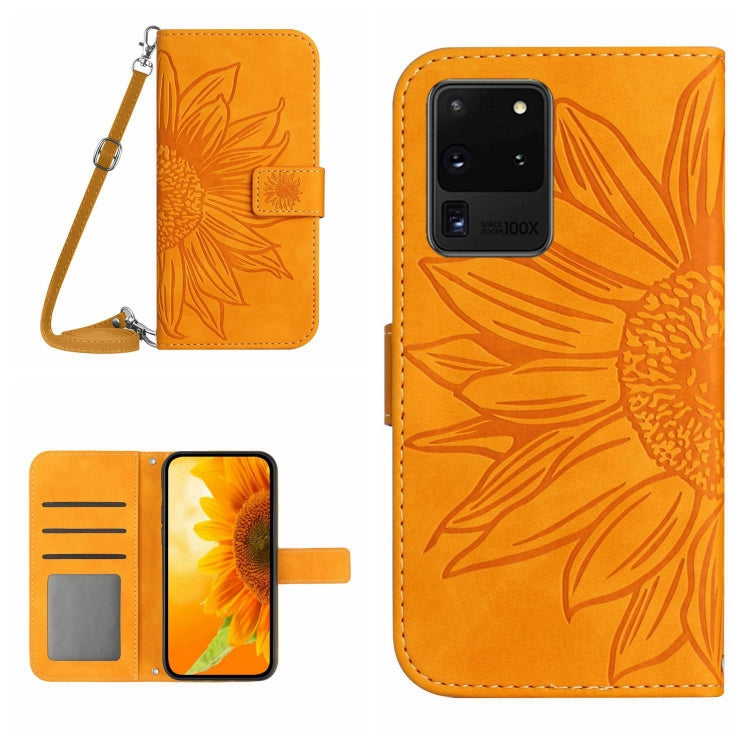 Skin Feel Custodia per cellulare in pelle con motivo a fiori di sole, For Samsung Galaxy S20 Ultra, For Samsung Galaxy S21 5G
