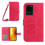 Skin Feel Custodia per cellulare in pelle con motivo a fiori di sole, For Samsung Galaxy S20 Ultra, For Samsung Galaxy S21 5G