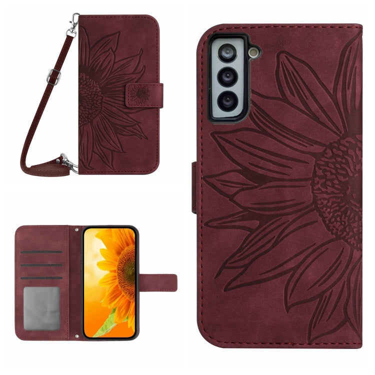 Skin Feel Custodia per cellulare in pelle con motivo a fiori di sole, For Samsung Galaxy S20 Ultra, For Samsung Galaxy S21 5G