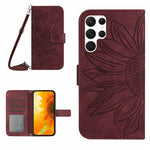 Skin Feel Custodia per cellulare in pelle con motivo a fiori di sole, For Samsung Galaxy S23 5G, For Samsung Galaxy S23 Ultra 5G