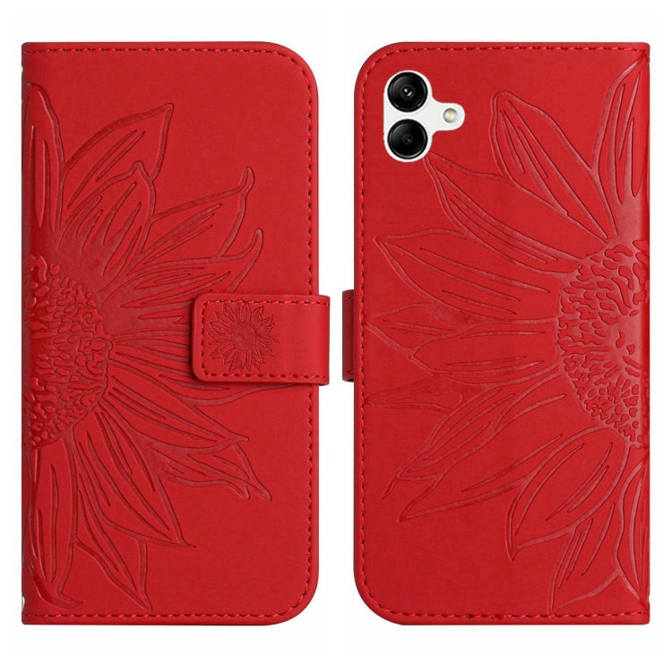 Skin Feel Custodia per cellulare in pelle con motivo a fiori di sole, For Samsung Galaxy A04E