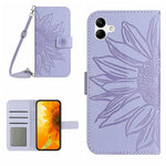 Skin Feel Custodia per cellulare in pelle con motivo a fiori di sole, For Samsung Galaxy A04E