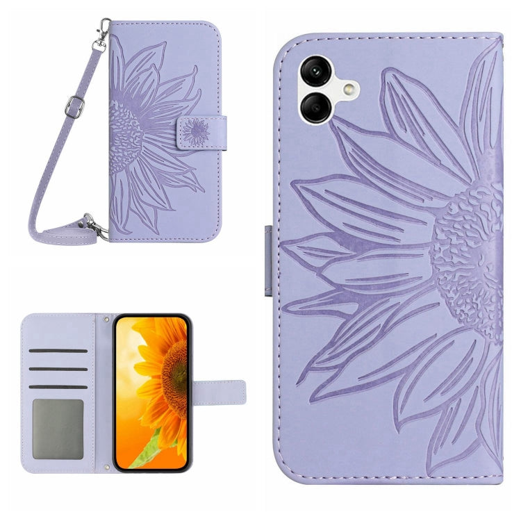 Skin Feel Custodia per cellulare in pelle con motivo a fiori di sole, For Samsung Galaxy A04E