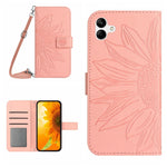 Skin Feel Custodia per cellulare in pelle con motivo a fiori di sole, For Samsung Galaxy A04E