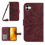 Skin Feel Custodia per cellulare in pelle con motivo a fiori di sole, For Samsung Galaxy A04E