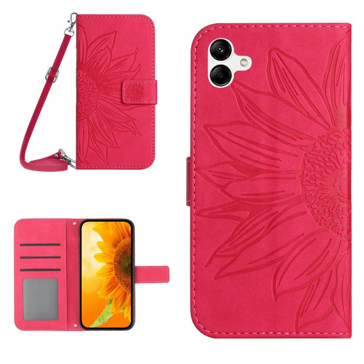 Skin Feel Custodia per cellulare in pelle con motivo a fiori di sole, For Samsung Galaxy A04E