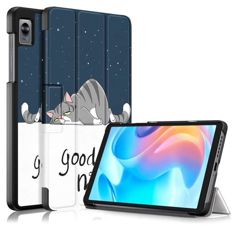 Custodia per tablet in pelle con disegno colorato con fibbia magnetica pieghevole a 3 pieghe, For Realme Pad Mini 8.7, For OPPO Pad 11 inch