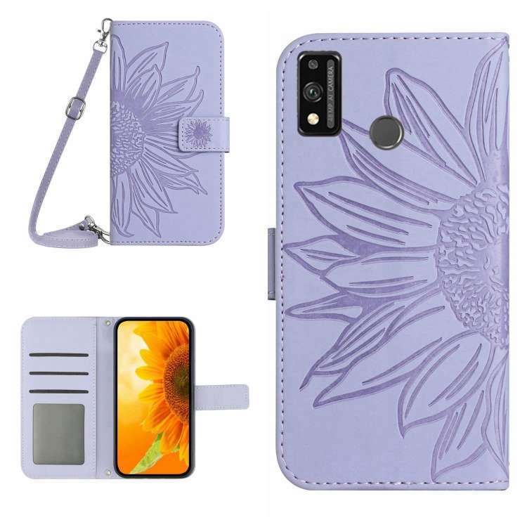 Skin Feel Custodia per cellulare in pelle con motivo a fiori di sole, For Honor 9X Lite, For Honor 50 Lite