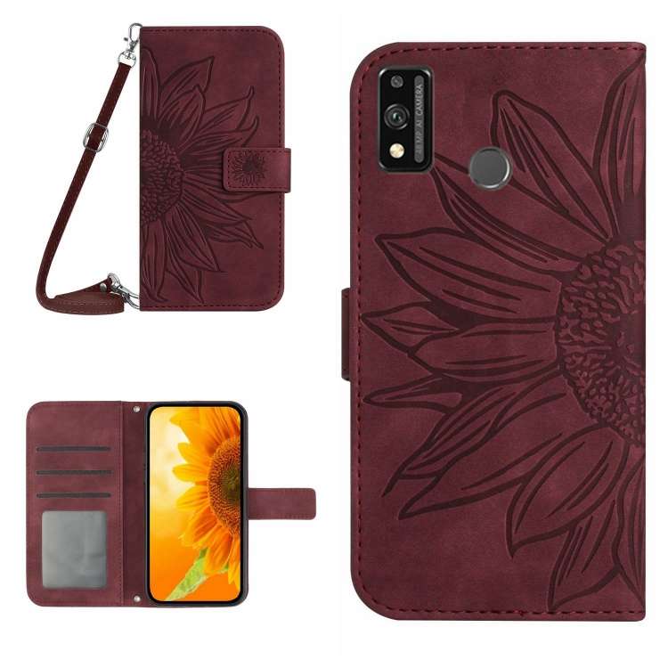 Skin Feel Custodia per cellulare in pelle con motivo a fiori di sole, For Honor 9X Lite, For Honor 50 Lite