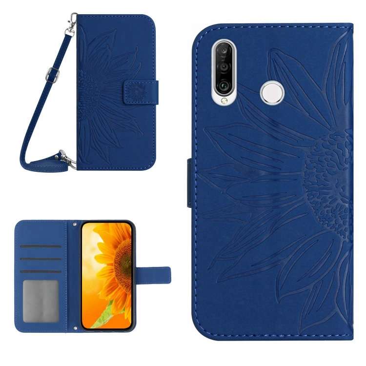 Skin Feel Custodia per cellulare in pelle con motivo a fiori di sole, For Huawei P30, For Huawei P30 Lite