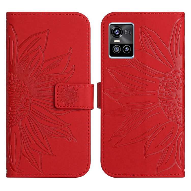 Skin Feel Custodia per cellulare in pelle con motivo a fiori di sole con cordino, For vivo S10/S10 Pro, For vivo S7 5G/V20 Pro/S7t 5G